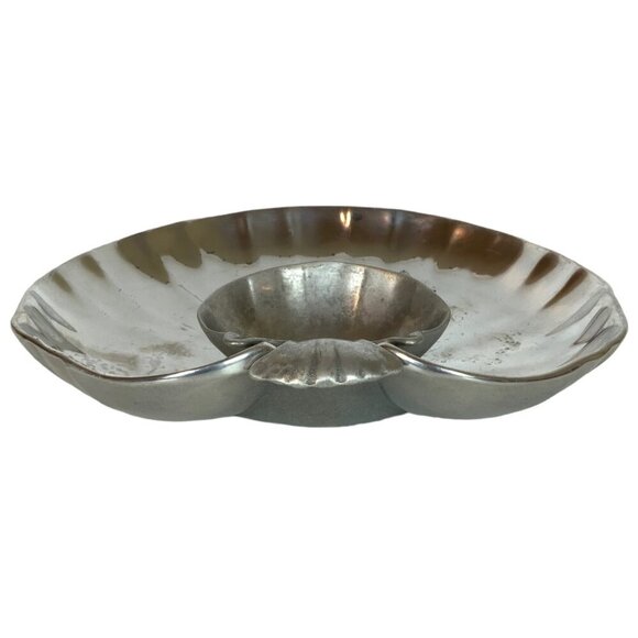 Wilton Armetale Clam Shell 2-Piece Chip & Dip Server Shiny Pewter Large - Picture 4 of 8